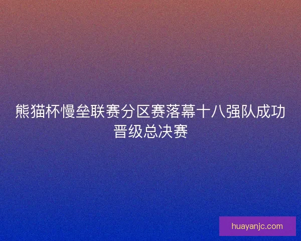 熊猫杯慢垒联赛分区赛落幕十八强队成功晋级总决赛